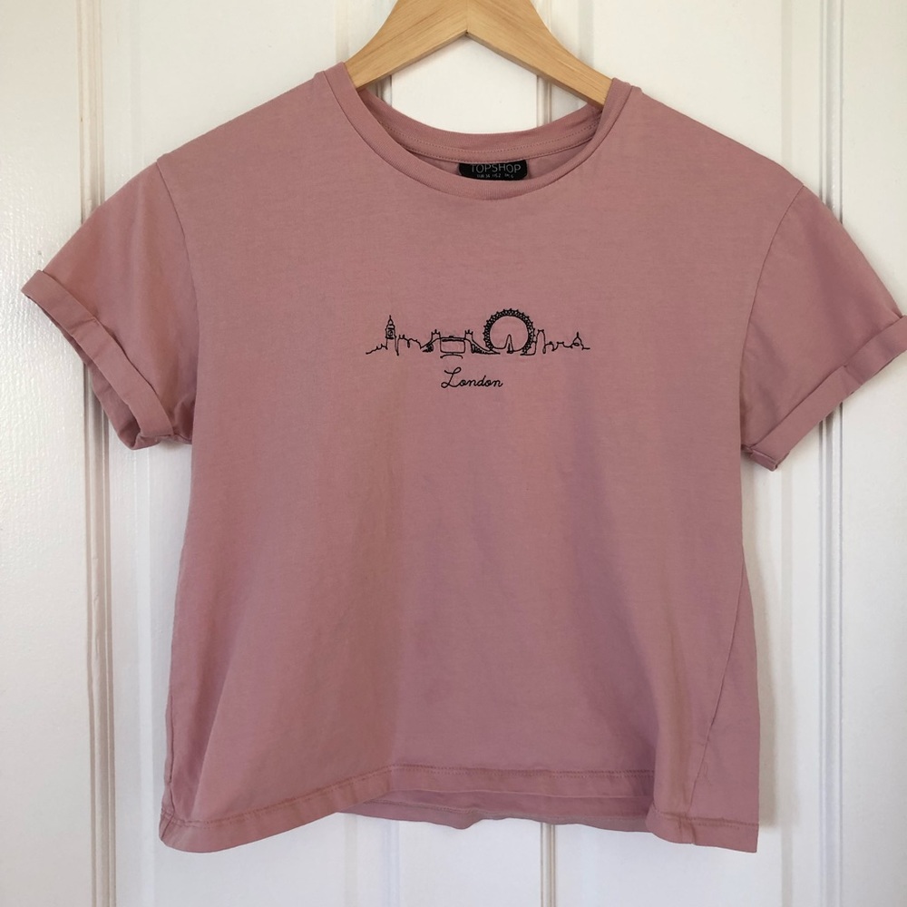 TopShop Embroidered London Crop top